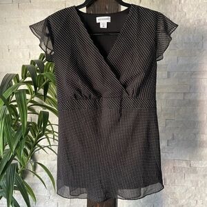 MOTHERHOOD MATERNITY Black White Polka Dot Flutter Sleeve Top Size M